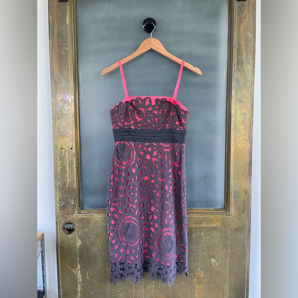 Vintage Anthropologie Floreat Sunrise & Midnight Lace Dress Size 0